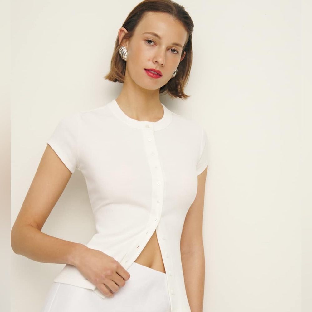 Reformation Raelynn Knit Top Ivory - Size S